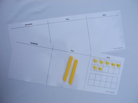Place Value Mat with Hundreds, Tens and Ones